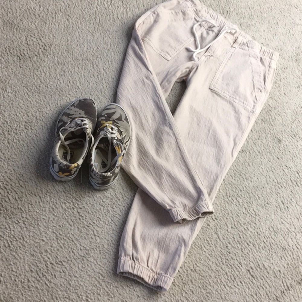 AE/“VANILLA CREAM LATTE” CANVAS COTTON TEXTURED JOGGER/NEW - Picture 4 of 11